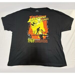 Indiana Jones Worldwide Black Men's Tee Shirt 3XL (54-56) , Short Sleeve‎